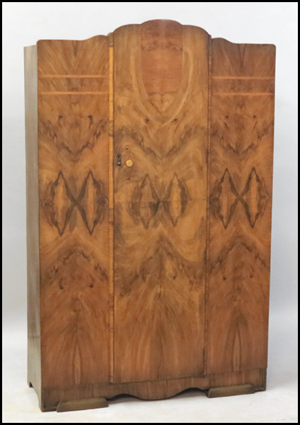 ENGLISH ART DECO WALNUT ARMOIRE.