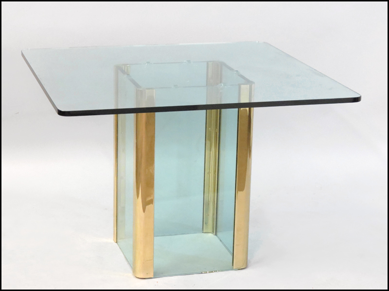 CONTEMPORARY GLASS AND BRASS SQUARE