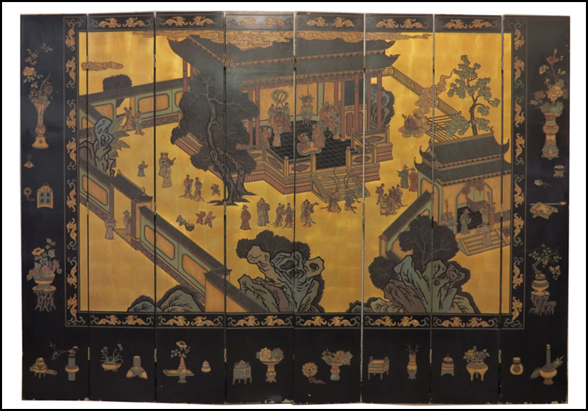 CHINESE EIGHT PANEL SCREEN. Each panel