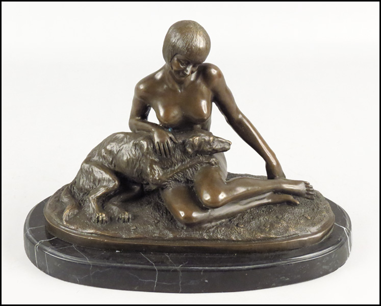 PATINATED BRONZE FIGURE OF A LADY