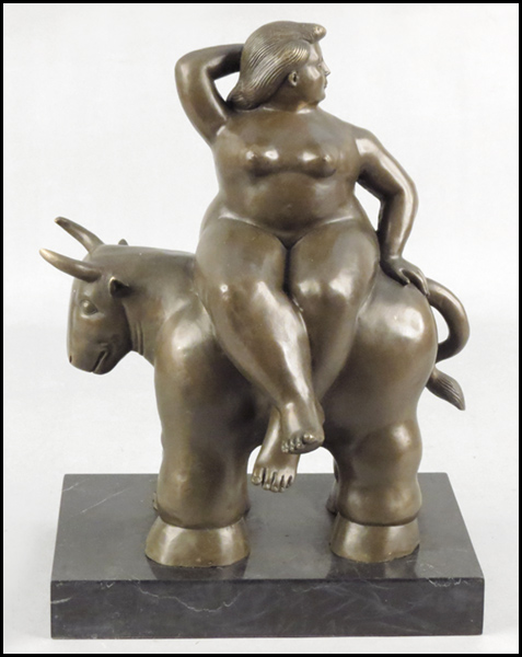 PATINATED BRONZE FIGURE OF A WOMAN