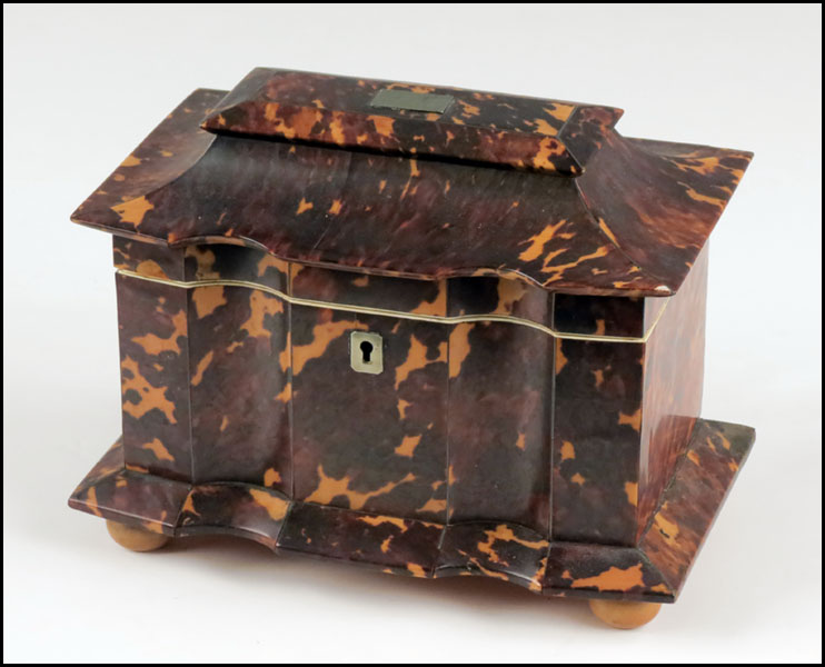 GEORGE III TORTOISE SHELL TEA CADDY  17972c