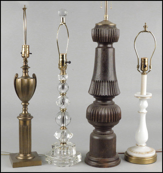 GROUP OF FOUR TABLE LAMPS. Tallest: