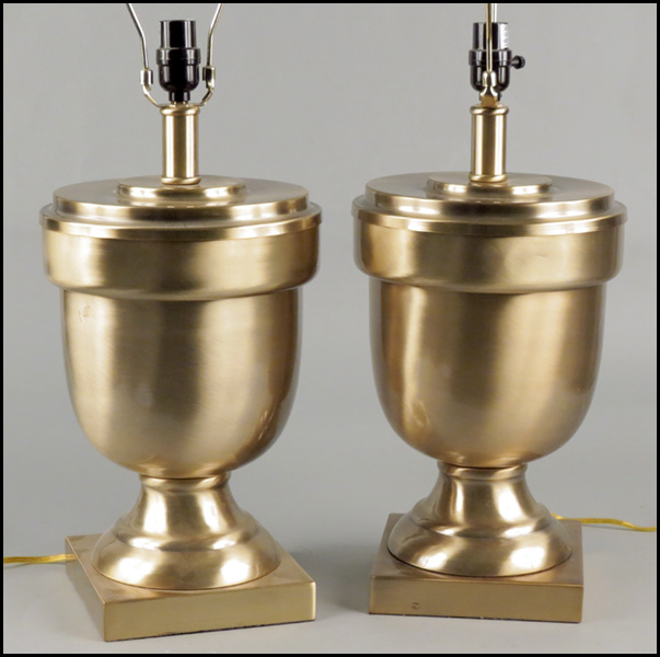 PAIR OF CONTEMPORARY BRASS LAMPS.