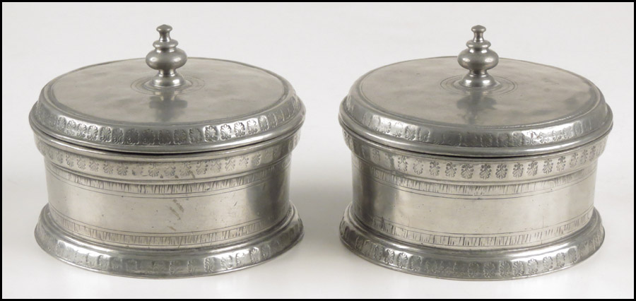 PAIR OF FRENCH ETAIN PEWTER COVERED 1797d6