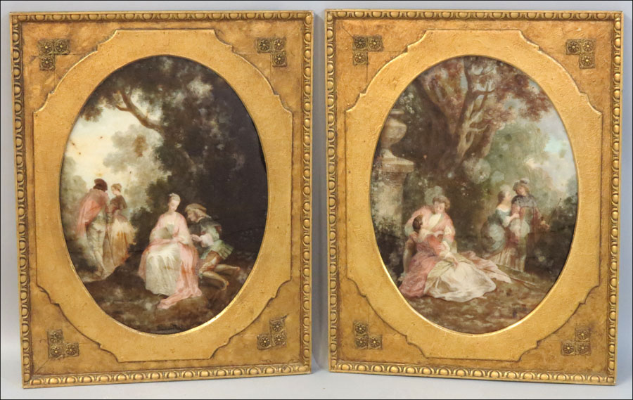 TWO CONTINENTAL REVERSE PAINTINGS 179863