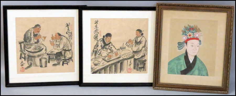 GROUP OF THREE FRAMED CHINESE PAINTINGS  17989d