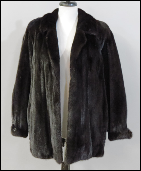 BLACK RANCH MINK JACKET. Size 8