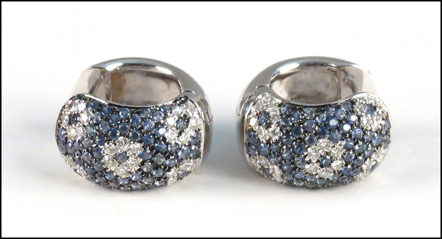 PAIR OF SAPPHIRE DIAMOND AND 18