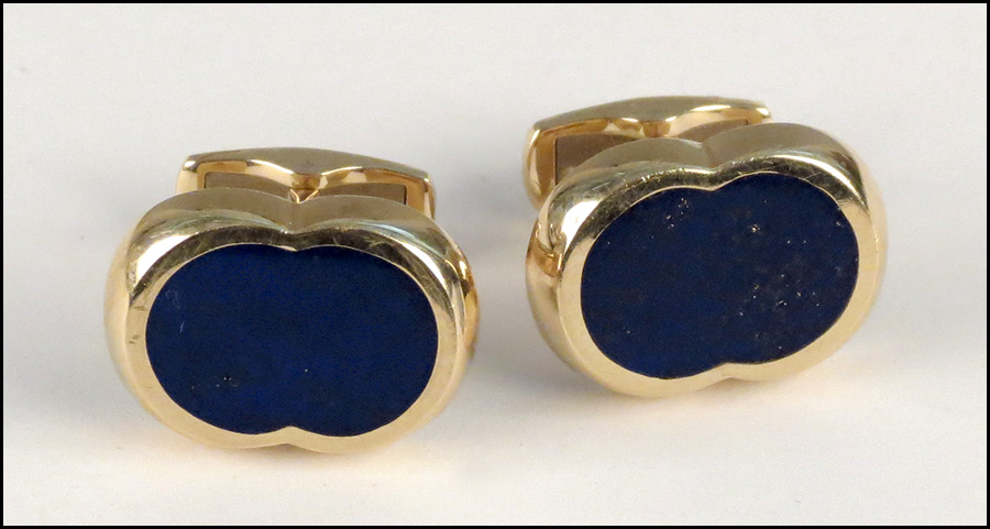 PAIR OF LAPIS AND 14 KARAT YELLOW