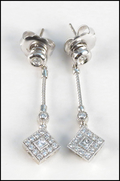 PAIR OF DIAMOND AND 18 KARAT WHITE