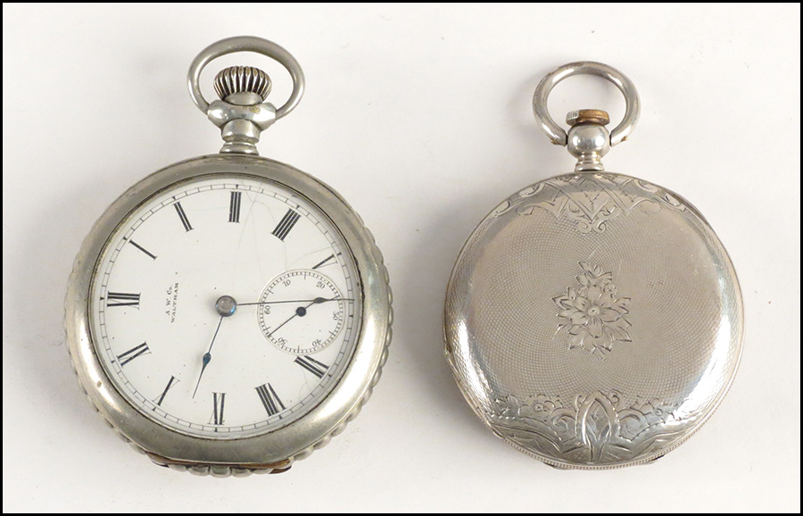 WALTHAM SILVER OPEN FACE POCKETWATCH  17993f