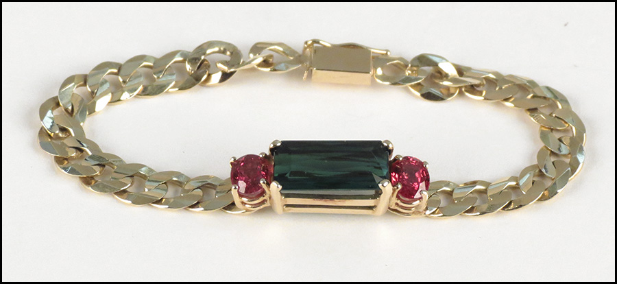 TOURMALINE AND 14 KARAT YELLOW