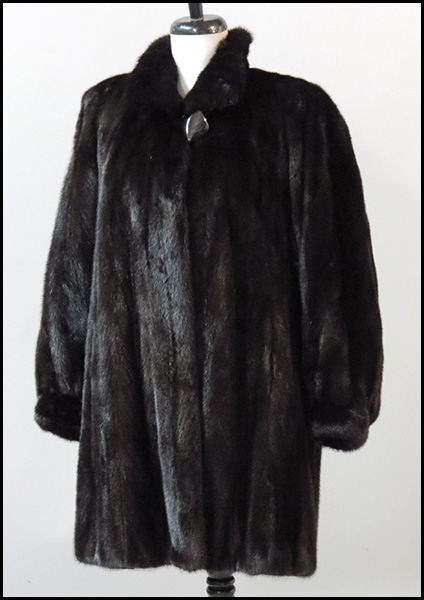 BLACK MINK SWING COAT. Size 8-10 Condition: