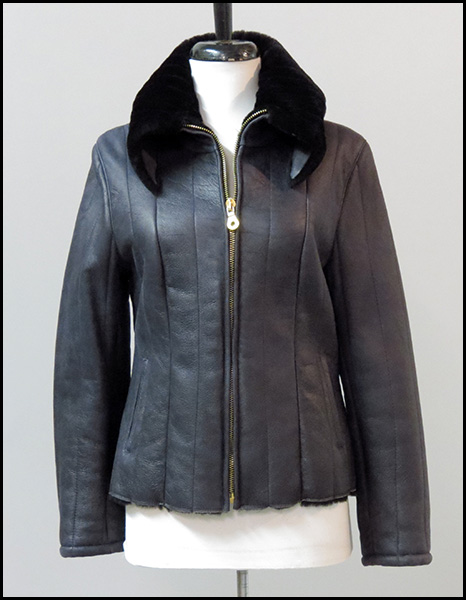 ITALIAN DARK PURPLE SHEARLING ZIP