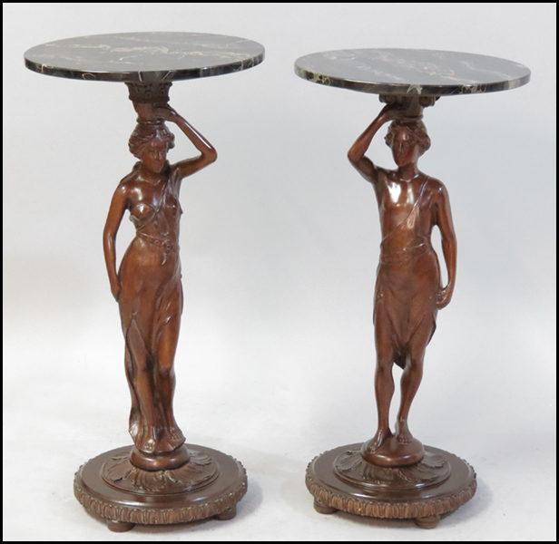 PAIR OF CARVED MAHOGANY FIGURAL