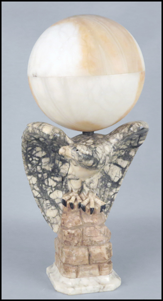 CARVED MARBLE AND ALABASTER EAGLE FORM