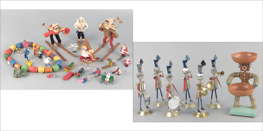 COLLECTION OF BARCLAY LEAD SKIER TOYS.