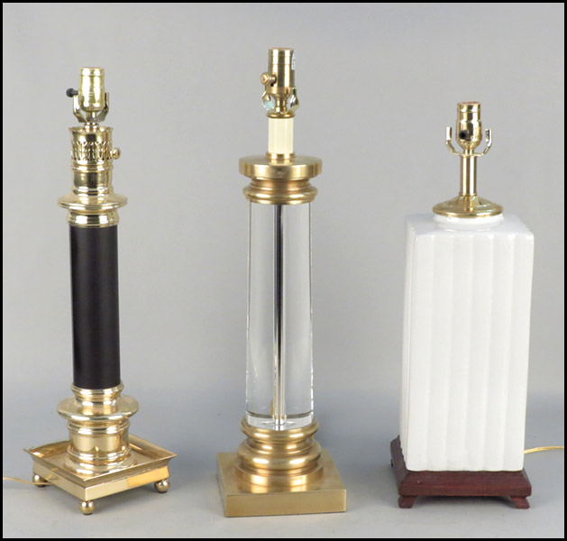 THREE TABLE LAMPS. Tallest: 21''