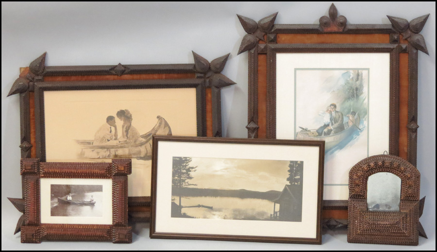 TWO CANOE PRINTS IN TRAMP ART FRAMES  179a74