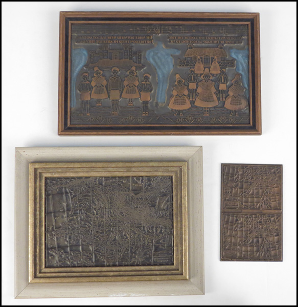 THREE ANTIQUE PRINTING BLOCKS.