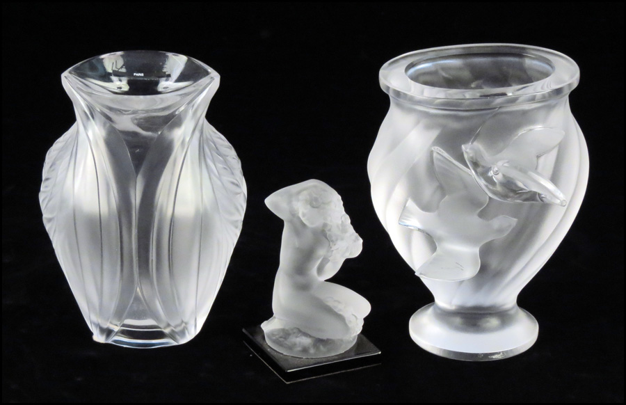 TWO LALIQUE FROSTED GLASS VASES  179ac1