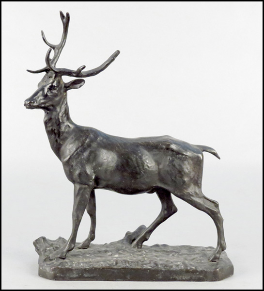 PAINTED METAL FIGURE OF A STAG  179abc