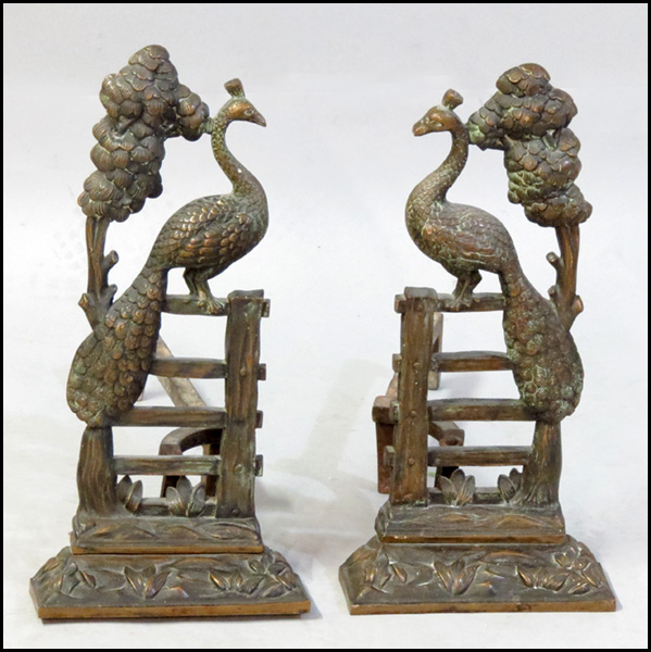 PAIR OF PEACOCK FORM ANDIRONS  179ad4