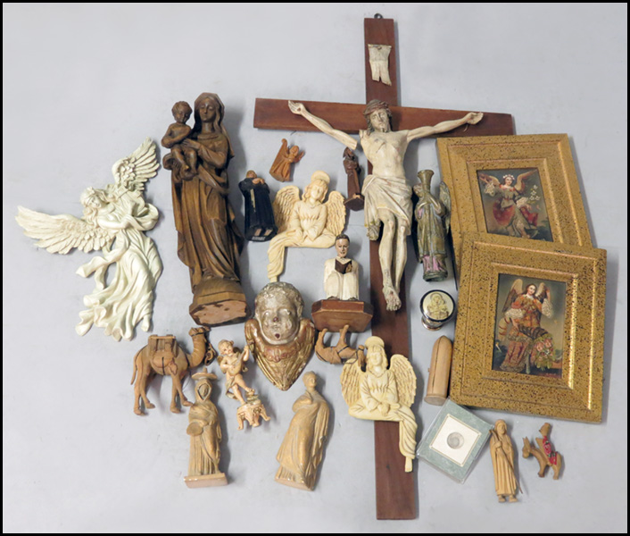 POLYCHROME CRUCIFIX. Together with