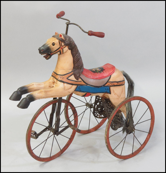 HORSE TRICYCLE. H: 35 W: 34 D: 18.5