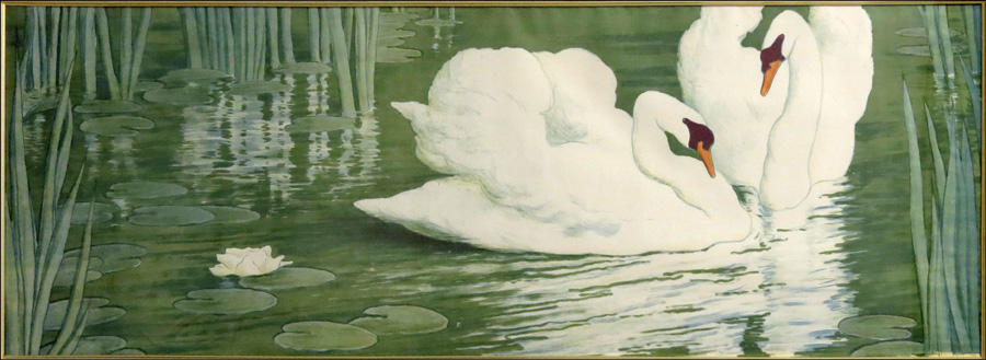 ALFRED MULLER (1869-1940) SWANS.