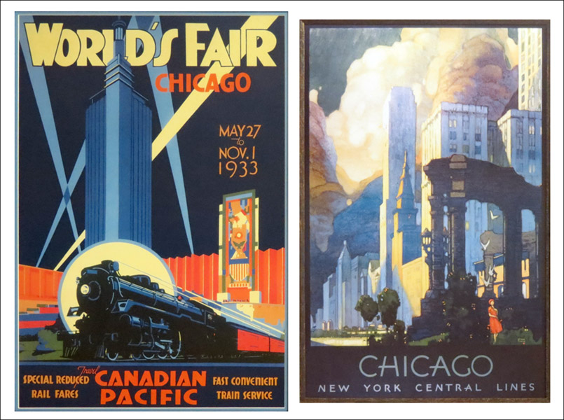 TWO FRAMED CHICAGO RAILWAY & WORLD'S