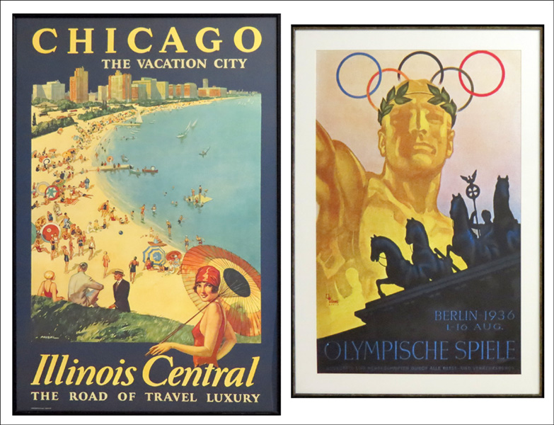 TWO FRAMED REPRODUCTION POSTERS:
