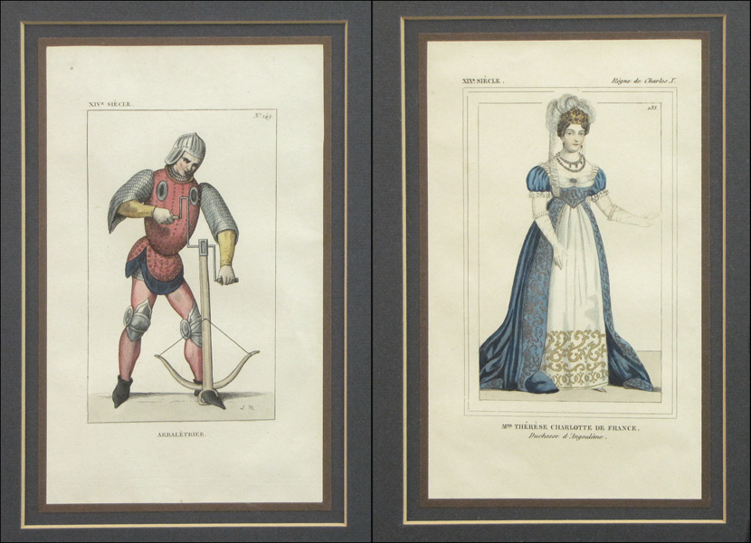 PAIR OF FRENCH HAND COLORED ENGRAVINGS  179bbb