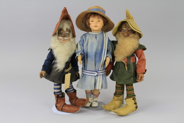 LOT OF THREE WOODEN DOLLS Lot consists