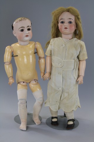 LOT OF TWO GERMAN BISQUE HEAD DOLLS