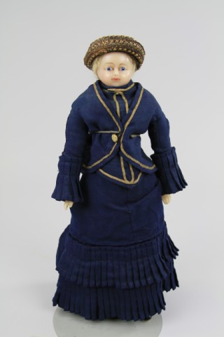 POURED WAX DOLL IN BLUE WALKING SUIT