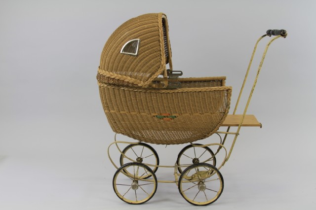 EARLY WICKER DOLL CARRIAGE Wicker doll