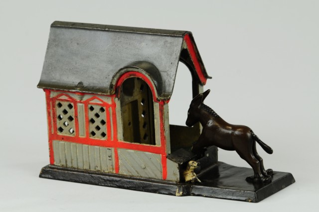 MULE ENTERING BARN MECHANICAL BANK Grey