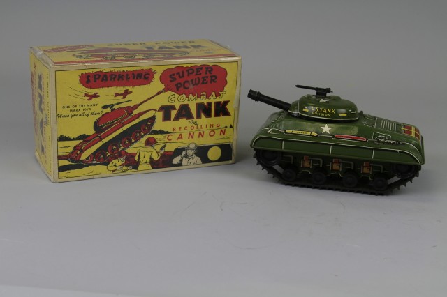 COMBAT TANK WITH BOX Marx lithographed