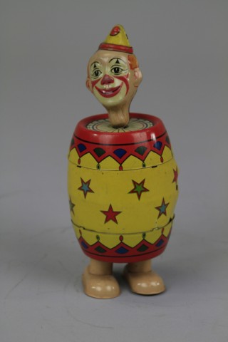 CLOWN IN BARREL WALKER Chein & Co. wind