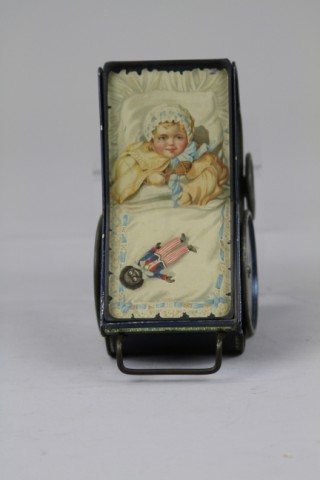 BABY CARRIAGE BISCUIT TIN c 1920 17a07c