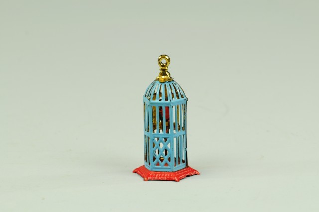 BIRDCAGE PENNY TOY Brightly lithographed