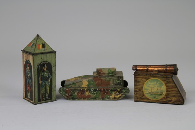 THREE BRITISH MILITARY BISCUIT TINS