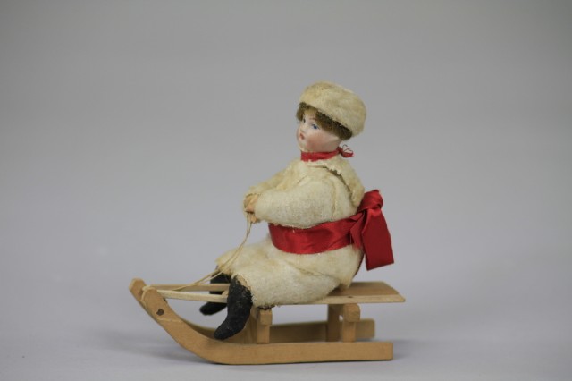 BISQUE HEAD CHILD ON SLED Germany 17a1a4