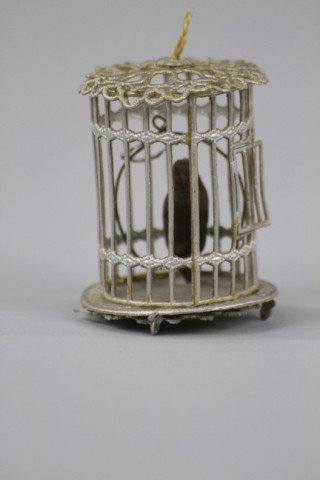 BIRD IN GILDED CAGE DRESDEN ORNAMENT