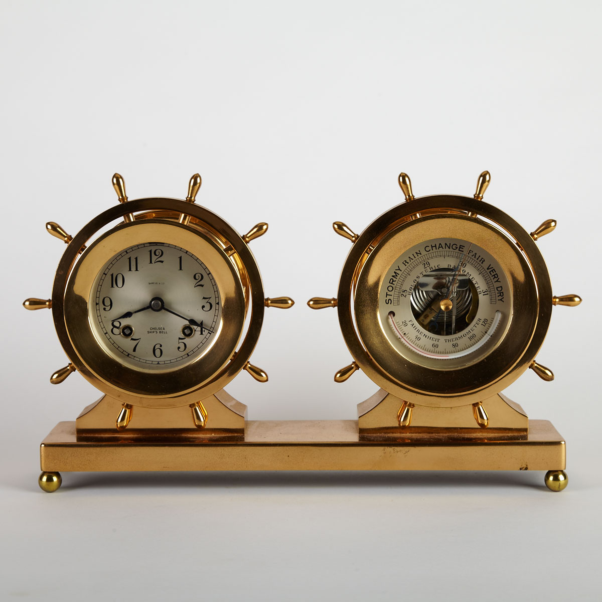 Brass Ship s Clock and Barometer Set