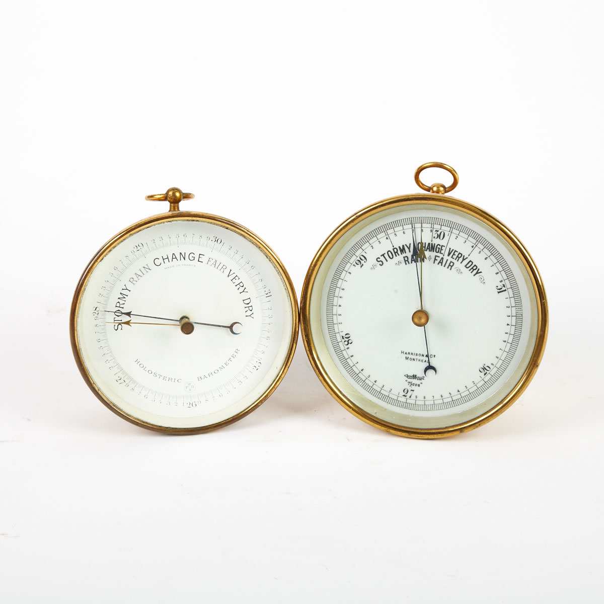 Two Brass Marine Aneroid Barometers 17a257