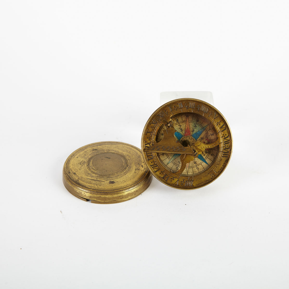 German Gilt Brass Pocket Sundial 17a25f