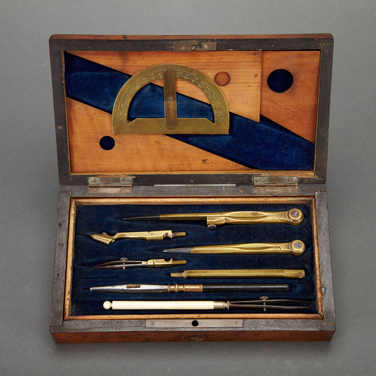 English Rosewood Cased Drafting Set